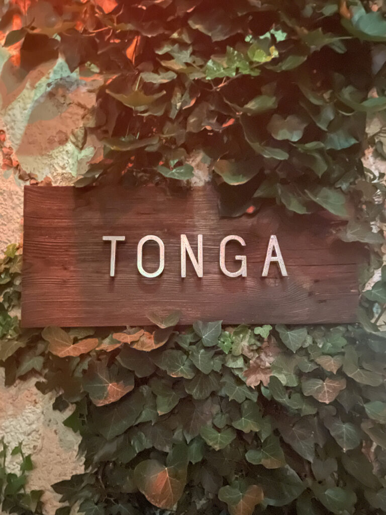 Eingangsbereich des Keramikateliers Tonga mit Holzschild und Efeu – kreativer Ort für Keramikkurse, Töpfern und handgefertigte Keramik in München.